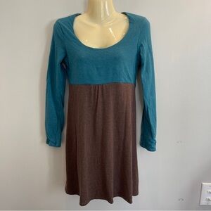 Biden Dress Teal Brown Colorblock Cotton modal wool tencle  blend Womens Size 8